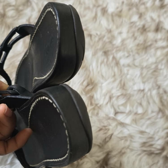 Timberland Women's Black Leather Slip-On Sandals Size 9.5 🌴 - Picture 7 of 9